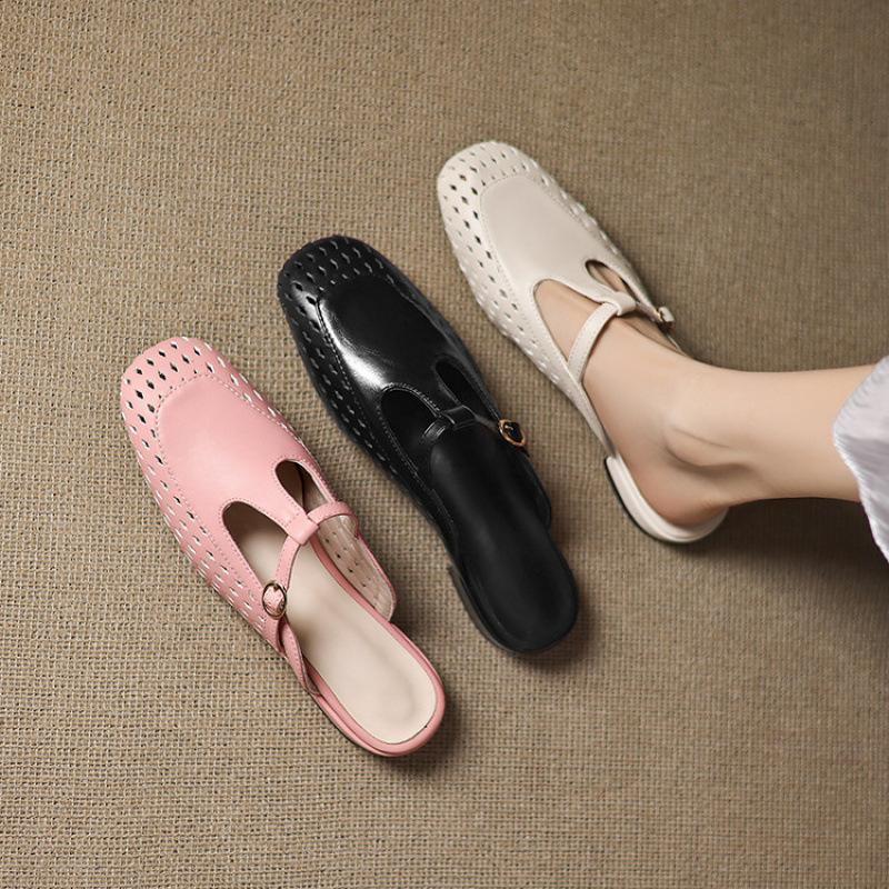 Sommer Ein-Pedal Cool Slipper Gummi Weiche Sohle Große Größe Schuhe Neue Damen Flachsohlige Slipper Lässige Zehentrenner Damen