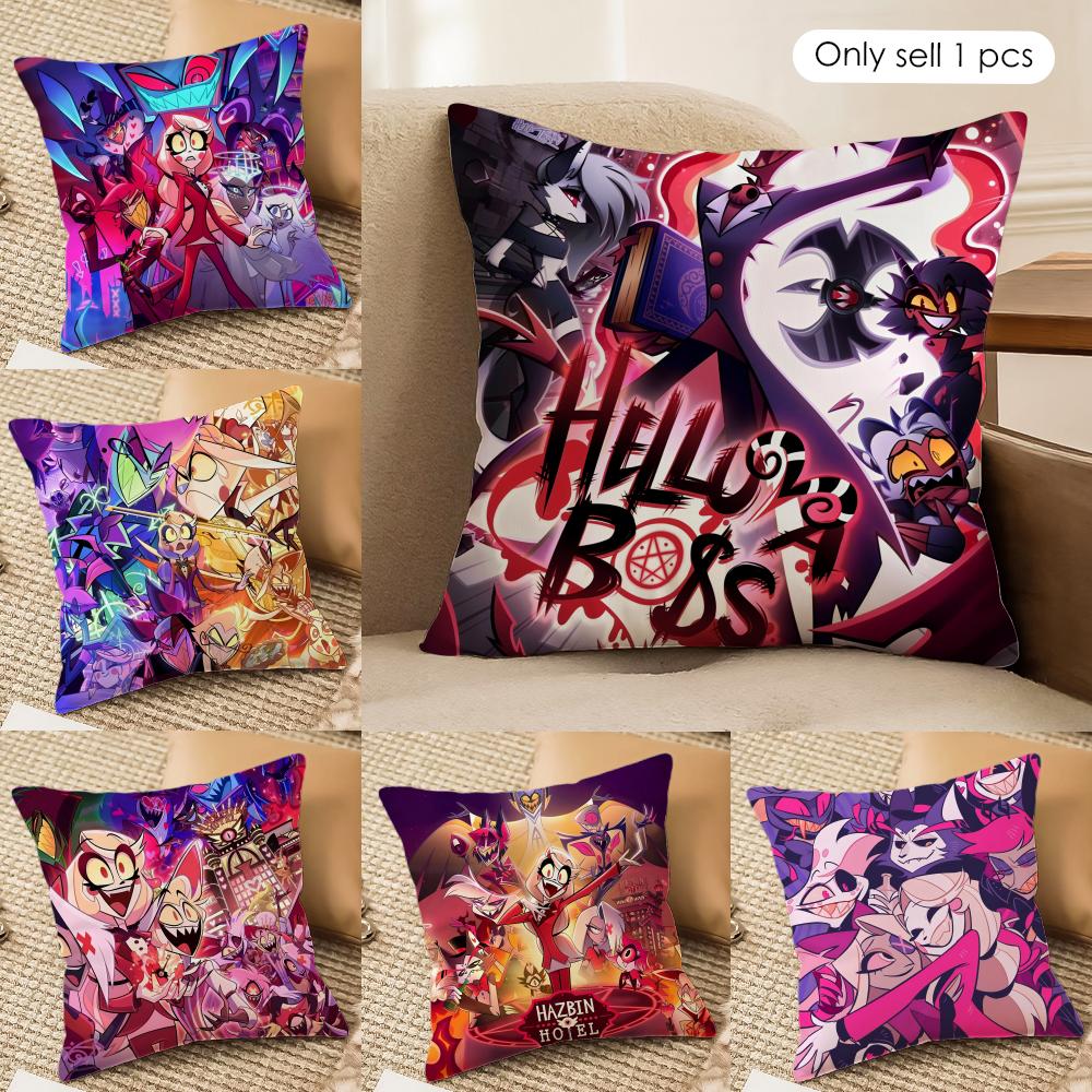 Cartoon Hhazbin Hhotel Cushion Cover Soft Plush Fabric DoubleSided Printed Cushion Covers for All Seasons Home Decor