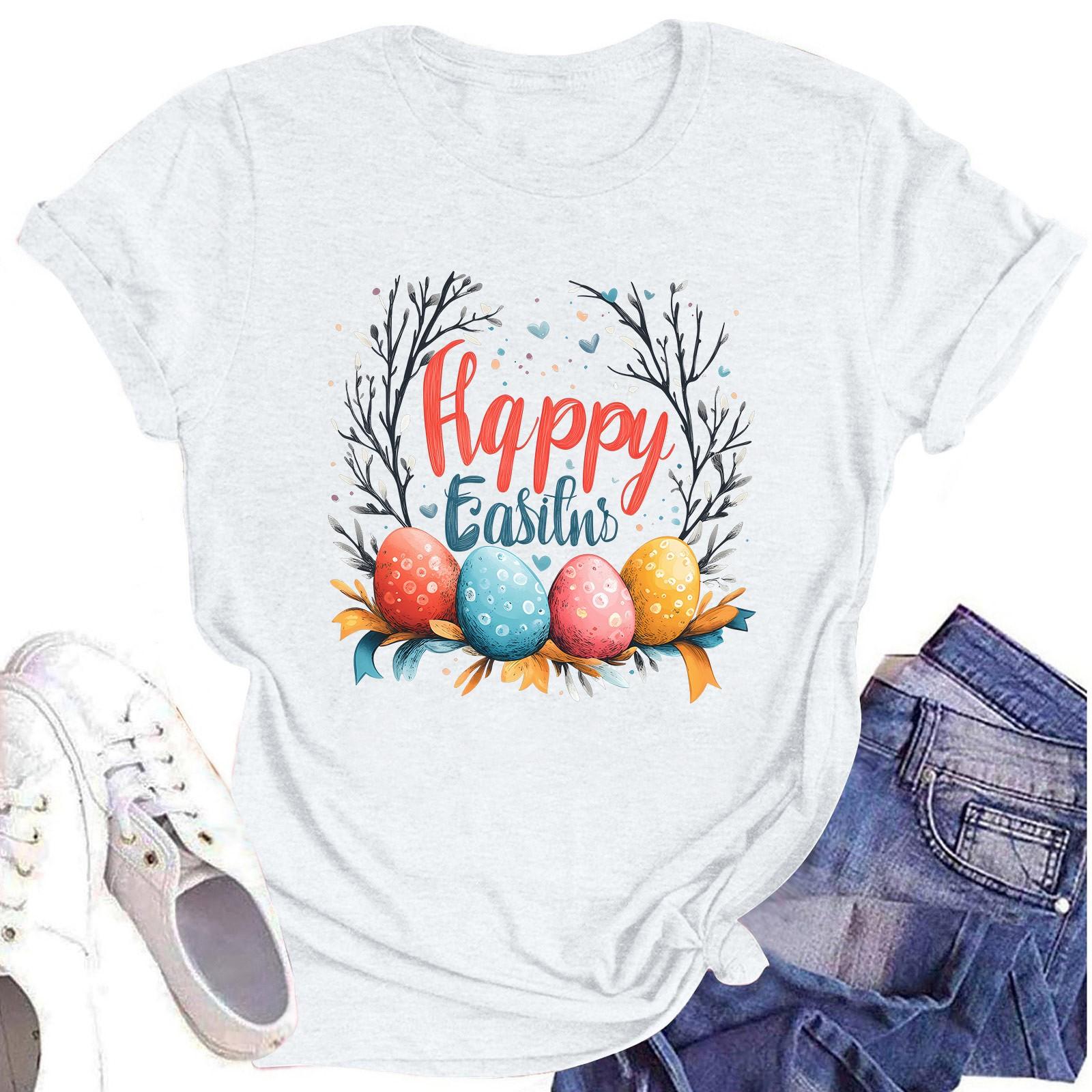 

Жіночий топ з круглим вирізом, повсякденний принт, футболка з короткими рукавами XL білий