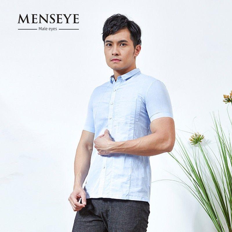 Menseye Menseye Square Collar Leisure Professional Short Sleeve