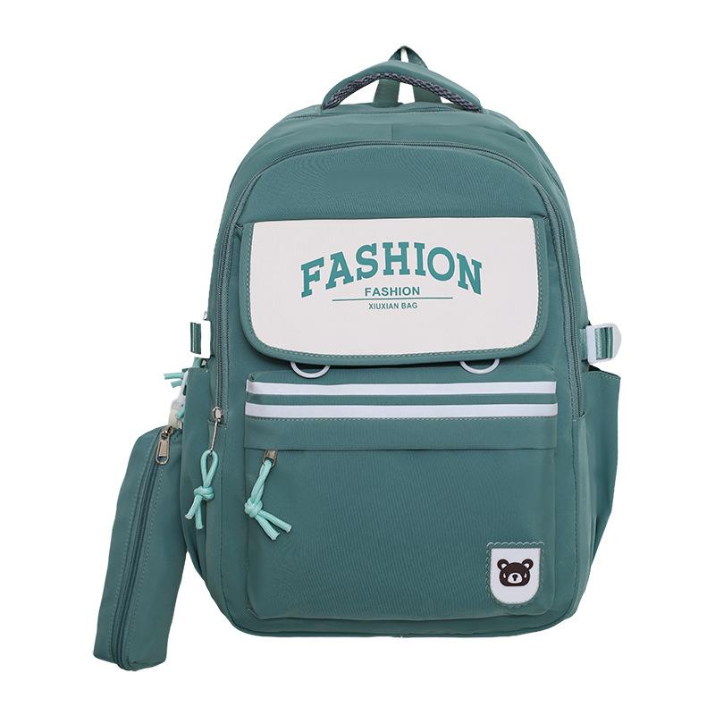 

Letter Print Fashion Backpack With 16in Laptop Compartment Breathable For School зелений