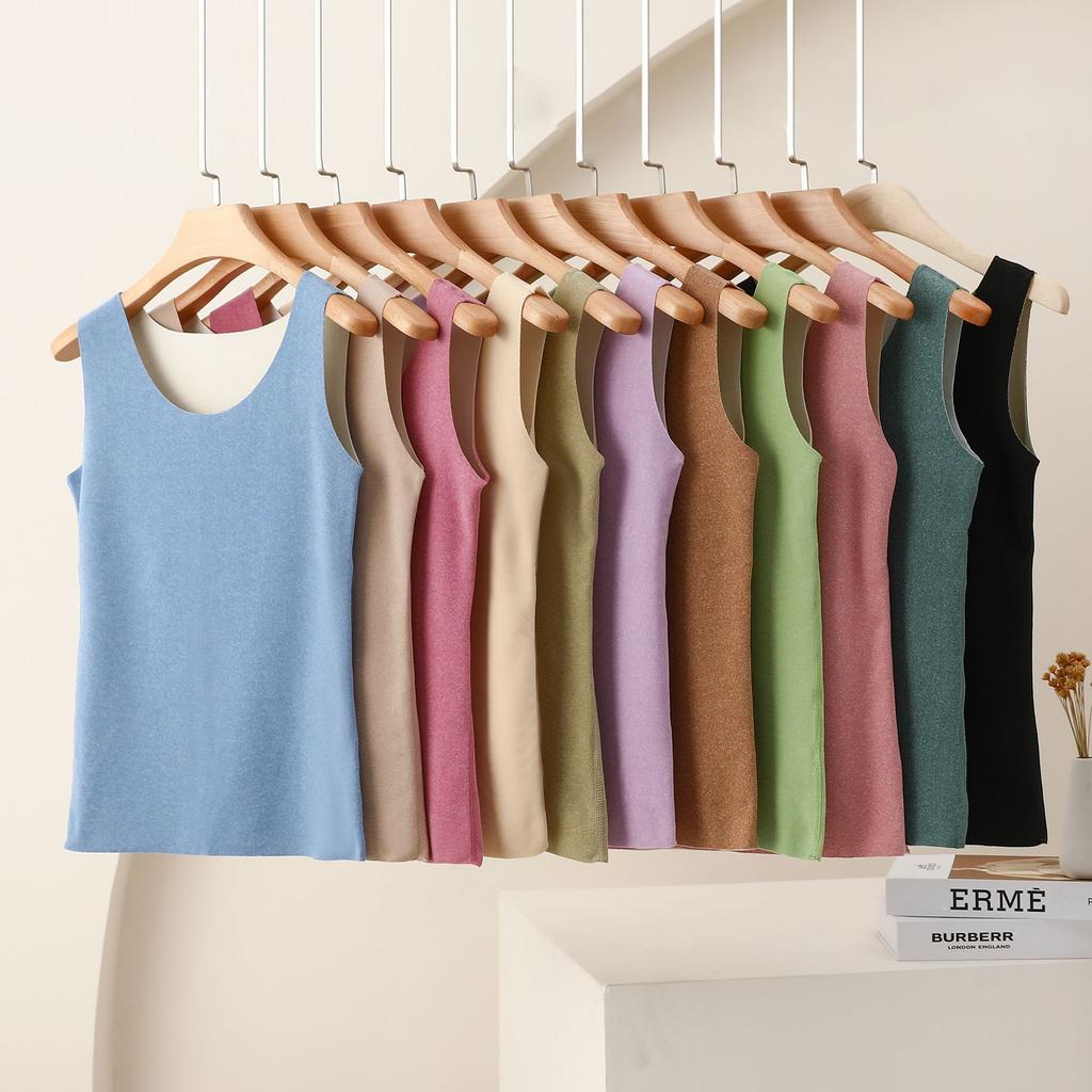 Women's Crew Neck Sleeveless Tank Top Slim Fit Thermal Winter Warm Inner Layering Undershirt