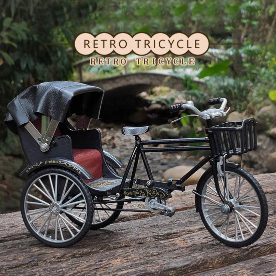 Dreirad Modell Nostalgischer Retro Stil Ausziehbarer Baldachin Bewegliche Kette Simulationsfahrrad Ornament 0,0486111111111111 Miniaturlegierung
