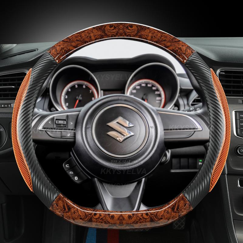 Mahogany Wood Grain D Shape Car Steering Wheel Cover For Suzuki Swift Dzire 2017 2018    2022 Sport Auto