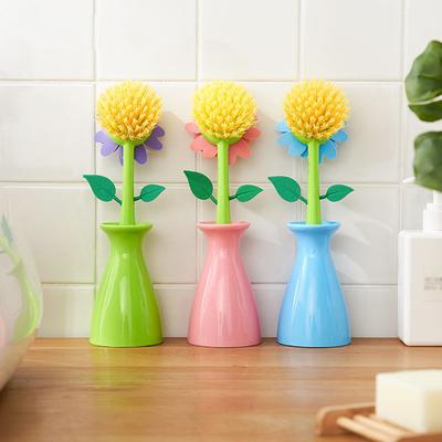 Non-stick Long-handled Pot Brush Creative Cleaner for Washing Pot and Dishes Brush Kitchen Pot Scrubber Household Cleaning Tools