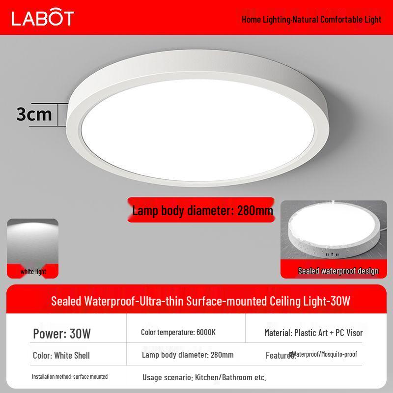Waterproof LED Ceiling Light for Kitchen, Bathroom, and Outdoor Areas