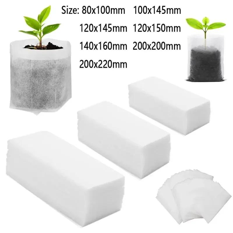 50-100cps Plant Grow Bags Biodegradable Nursery Bag Non-woven Fabric Sedes To Sow Flower Pots For Home Garden Accessories Tools