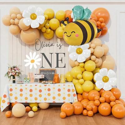 Daisy Bee Aluminum Film Balloon Yellow Latex Balloon Set Wedding Party Birthday Venue Arrangement