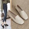 Fashion Ladies Summer Footwear Flat Moccasins Shoes for Women  Loafers Square Toe White Flats Lastest Shoe Casual Korean Style Trend