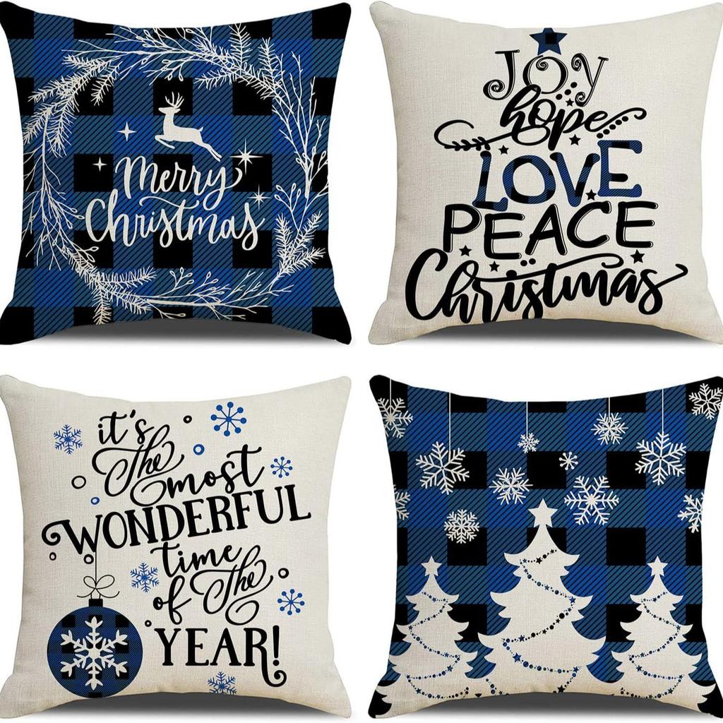 Living Room Christmas Decoration Pillowcase Nordic Style Christmas Tree Printed Cushion Festive Atmosphere Household Supplies