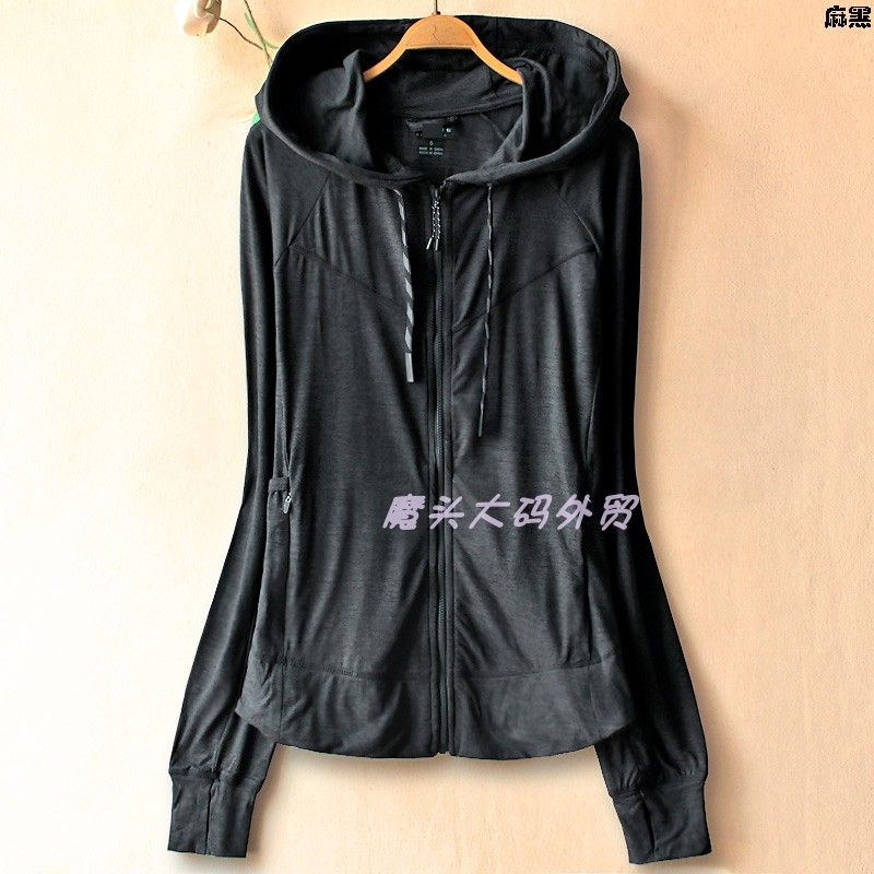 Export Women's Plus Size Spring & Fall Outdoor Sports Running Cardigan Quick-Drying Sanding Belt Finger Stall Yoga Outwear 726
