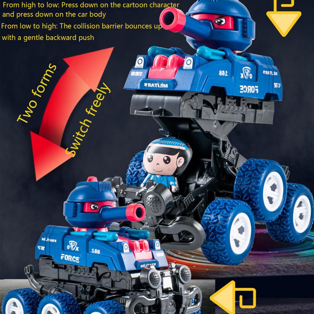 Collision Tank Vehicle with Two Forms of Deformation, Six Wheeled Inertial Tank Off-road Vehicle Toy