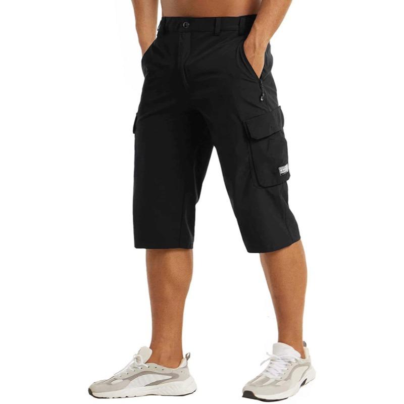 Summer Quick Dry Cropped Pants Men's Casual Multi-Pockets Lightweight Shorts Outdoor Hiking Cargo Pants