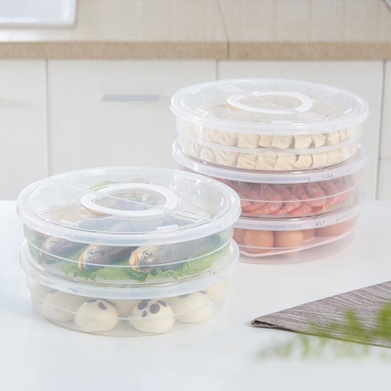 Kitchen Storage Box Refrigerator Organizer Transparent Food Containers Tray For Fruits Vegetables Meat Cake Pizza
