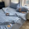 Lightweight Soybean Fiber Summer Quilt Set - Breathable Washed Cotton Comforter for Air Conditioner, Machine Washable Solid Color Bedding