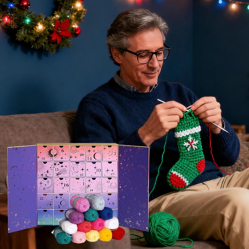 25 Days handmade Christmas Advent Knitting Set DIY Craft Yarn Crochet Association surprise Gift Box for crochet enthusiasts