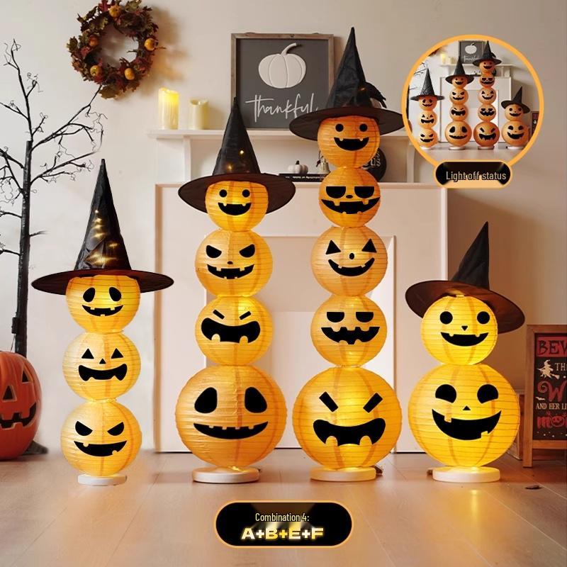 Glowing Pumpkin Lantern Halloween Decor for Doors, Shops, and Bars