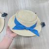 Small fresh bow flat top straw hat women's new French straw top hat fashionable seaside beach hat