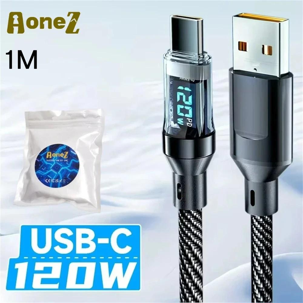 USB A To Type C Charger Cable 60W-120W Fast Charge With LED Indicator For Huawei P Series OPPO Reno Vivo for IPhone15 MacBook