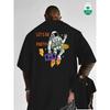 European Size Fashion Trendy Astronaut Futuristic Space Party Creative Front-Back Print Heavyweight Rebellious Pure Men'S Short Sleeve T-Shirt