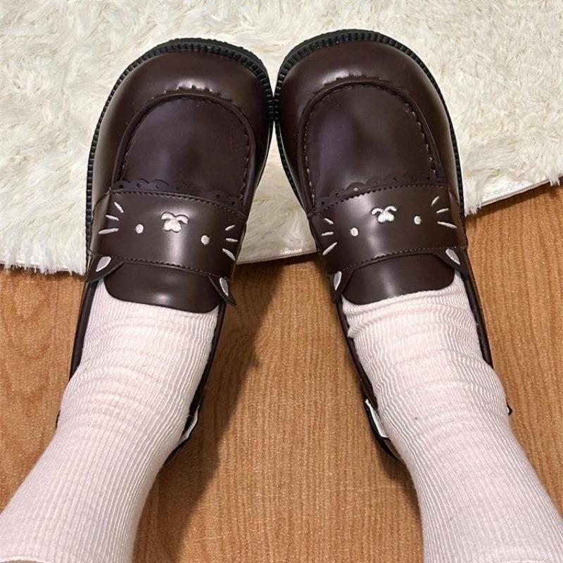 Kitten pattern new Potter College original l versatile sailor uniform student single shoes leather shoes
