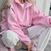 Lady Sweatshirt Women Solid Color Collared Sweatshirt, Loose Half Zipper Collar Pullover Top, Casual Sports Long Sleeve Outfits for Autumn Winter