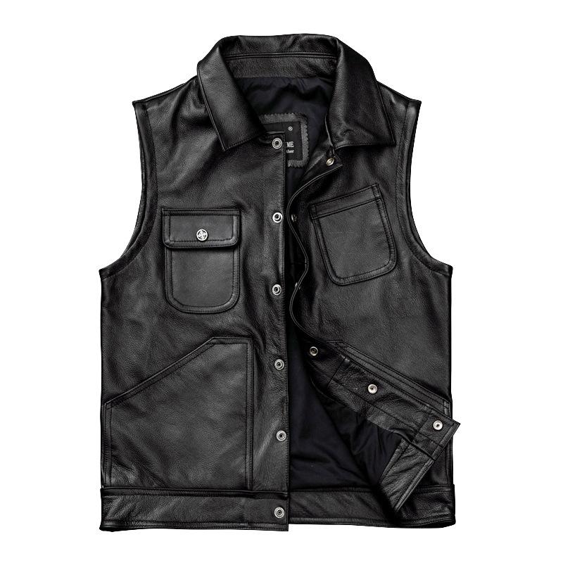 

Amekaji Workwear Replica + верхний слой коровьей кожи куртка для мужчин мотоцикл + жилет безрукавка кожаная куртка XXXL чёрный