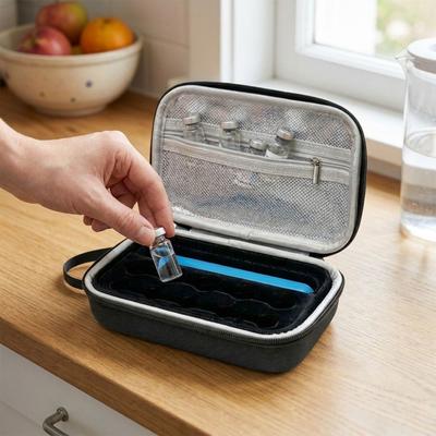 Waterproof Insulin Vial Storage Case Dust-proof Shockproof Essential Oils Carrying Box Zippers Closure Wear-resistant