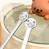 316 Stainless Steel Ice Cream Dessert Spoon Cute Little Bear Handle Soup Spoon Reusable Coffee Spoon Dishwasher Safe Tableware