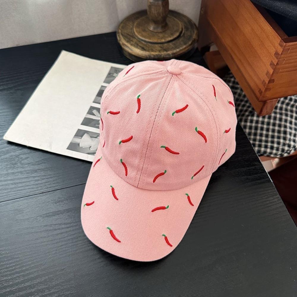 Sunscreen Red Pepper Hat Peaked Cotton Baseball Cap Chili Embroidered Baseball Cap  Summer