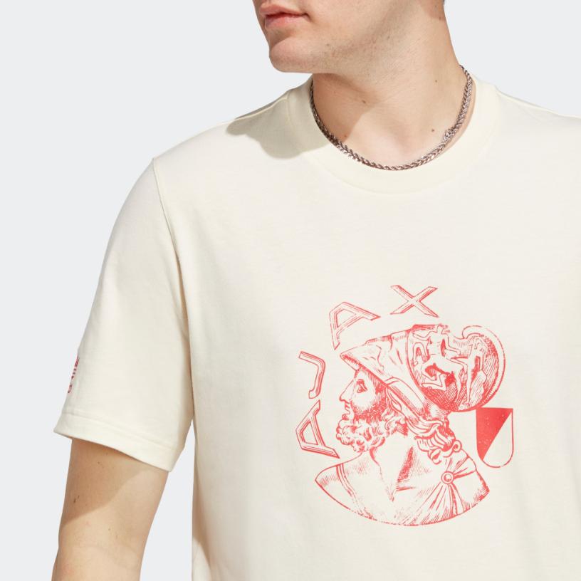 Adidas Originals Ajax Amsterdam OG Graphic Print Soccer Culture Casual Sport Short Sleeve T-Shirt Men Tops Off-White IN4722