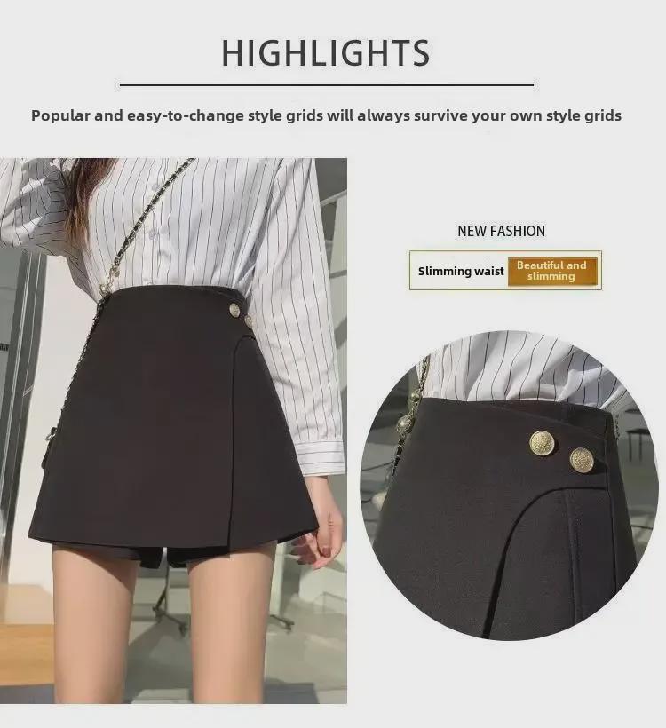 Women's High Waist A-line Skirt Pants - Autumn/Winter Fashion, Loose Fit, Casual Trousers