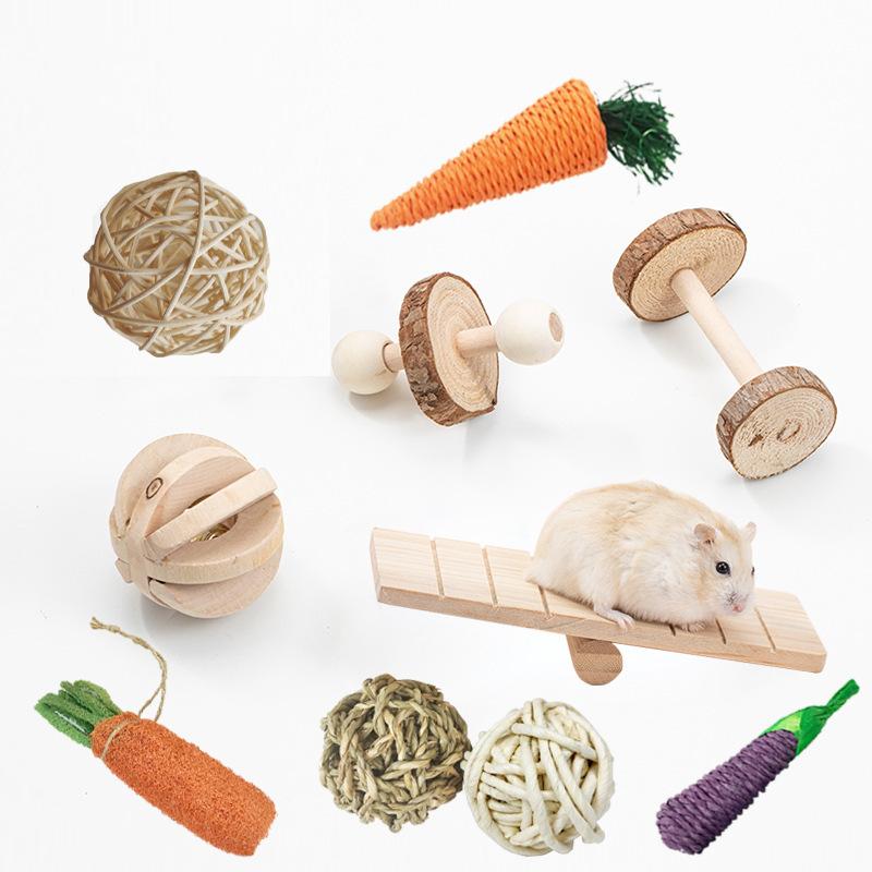 Pet wooden molar toy hamster rabbit guinea pig parrot play molar supplies combination set