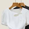 Retro Slanted Neck Chiffon Shirt for Women New Women's Chinese Style Short-sleeved T-shirt Design Slanted Slanted Trouser Top