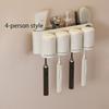 Toothbrush Toothpaste Storage Rack 4 Grid Multiple People No Punching Required Wall Mounted Family Gargle Cup Toilet Supplies