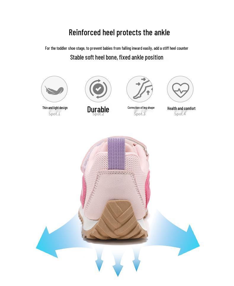 ABC Kids Spring 2026 Girls' Soft Sole Sports Shoes - Breathable Mesh Casual Sneakers for Children.