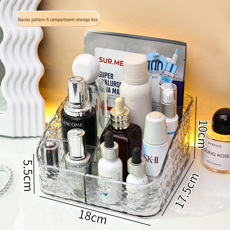 Luxury Glacier Pattern Makeup & Skincare Storage Box for Girls' Dorms - Durable & Stylish