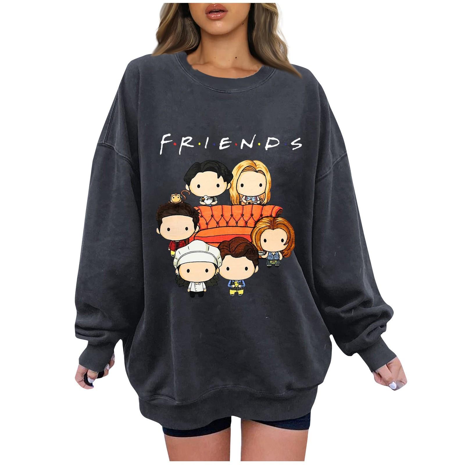 

Женская модная повседневная свободная пуловерная рубашка с длинным рукавом с буквенным принтом и круглым вырезом XXL