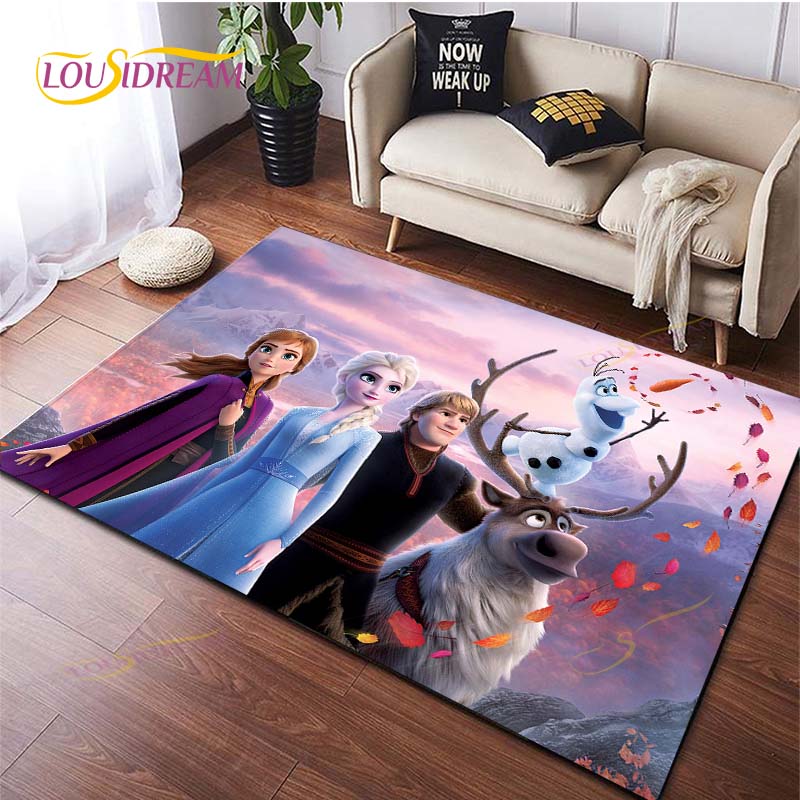 3D Printing Rug for Kitchen Doormat Bedroom Anime Frozen Carpets for Living Room Laundry Bathroom Non-slip Floor Mat