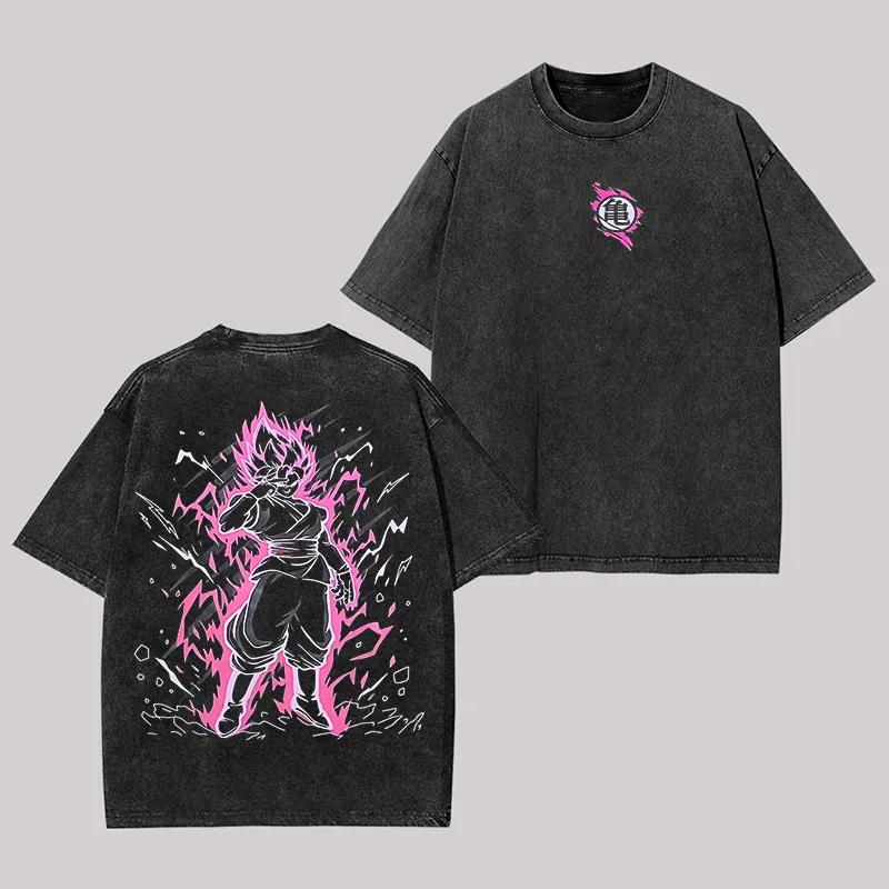 Broly T Shirt Men Acid Wash Oversized Anime Dragon Ball Z Green Aura Cotton Vintage Gym Streetwear Full Power Graphic Back Tee