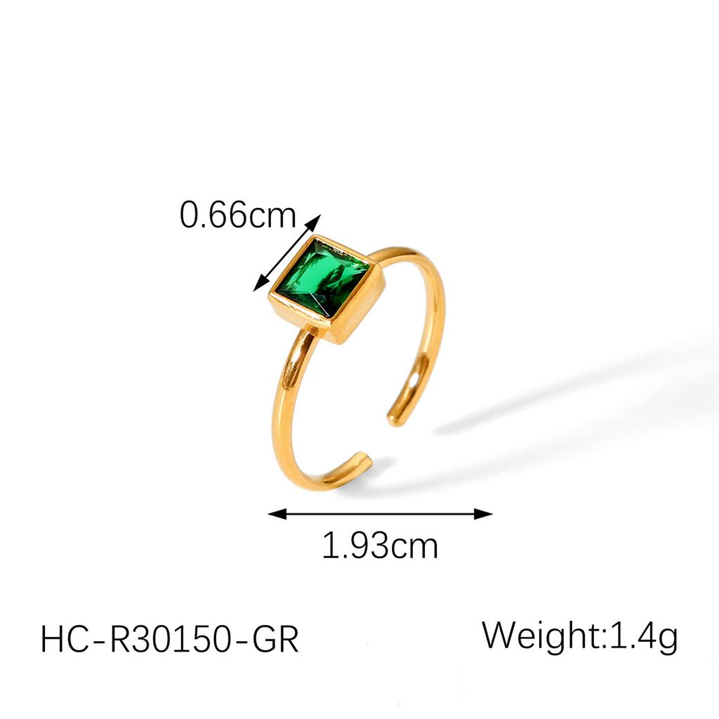 Titanium Steel Ring for Women, Niche Light Luxury High-end Stainless Steel Plated with 18K Gold, Inlaid Square Zircon Ri