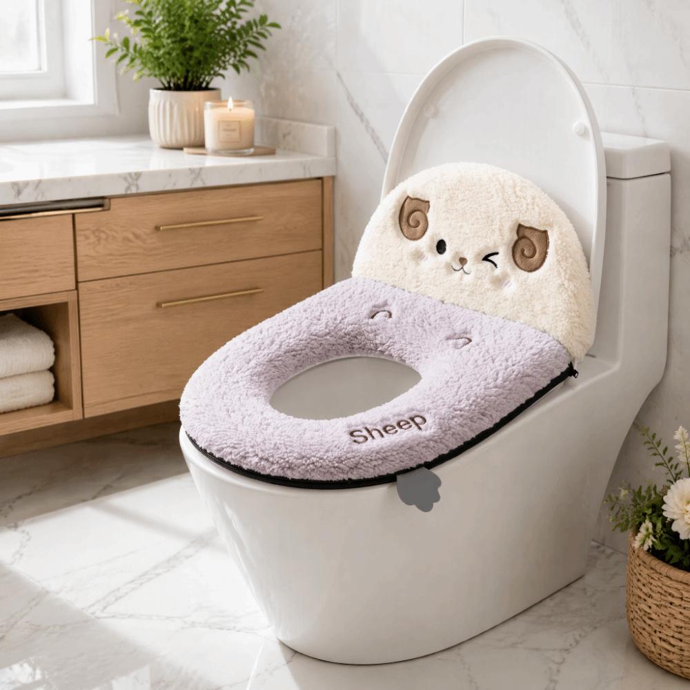 Skin-Friendly Zippered Toilet Seat Cover Non-Slip Plush Toilet Seat Winter Season