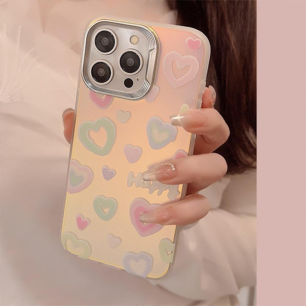 Laser Color Love Stand Suitable for Apple 16pro Max Mobile Phone Case IPhone 15 Chain 11 Hard 13