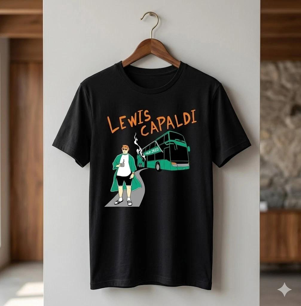 Unisex Adult Vintage Music Lewis Capaldi Tour Bus Graphic T-Shirt V... S