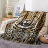 1Pc Leopard Lion Print Flannel Blanket, High Quality Comfortable for All Seasons, Home Decor, Warmth and Comfort, Perfect for Gifts