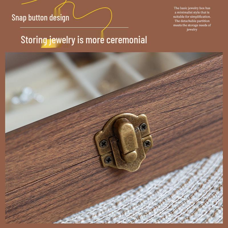 High-End Walnut Wood Grain Flip-Top Jewelry Box – Dustproof, Anti-Oxidation Ring Display