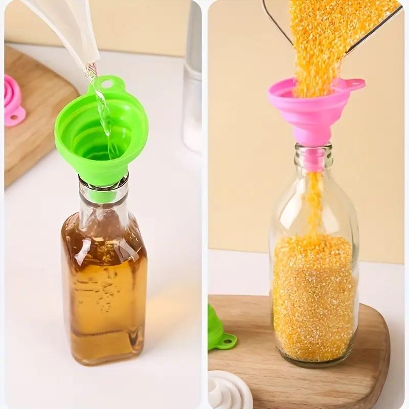 1pc/3pcs Silicone Collapsible Funnel Foldable Funnels For Water Bottle Liquid Transfer Kitchen Gadgets Accessories