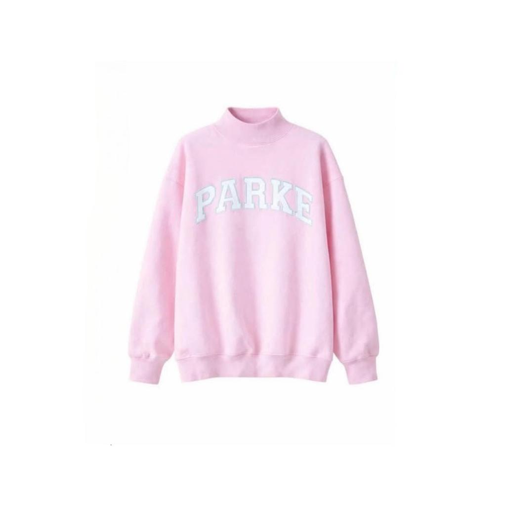 Damen Kapuzenpullover mit Stehkragen, langen Ärmeln, lockerem Schnitt, Buchstabenstickerei, Rosa, Lässiges Oberteil