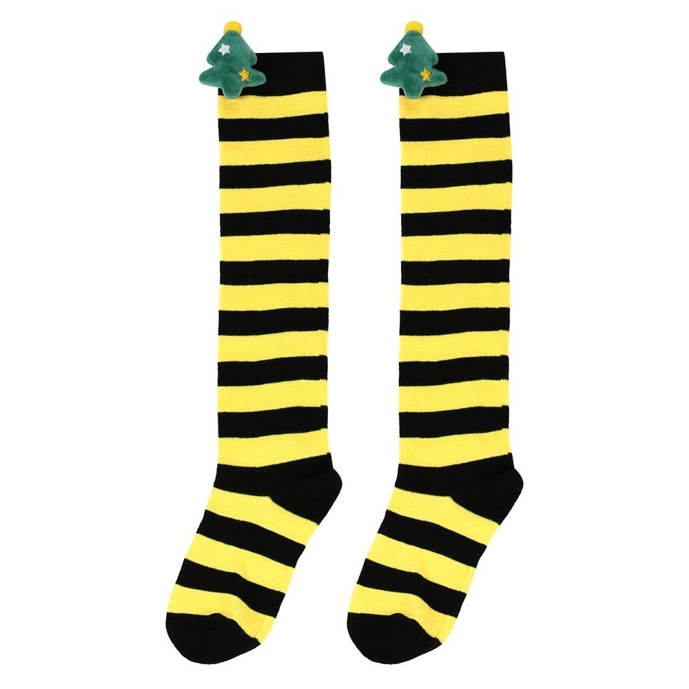 Cute Plush Christmas Socks For Kids Over The Knee Striped Cartoon Toy Socks