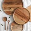15/20/25cm Holz Rund Servierplatte Tablett Retro Holz Pizza Salat Teller Obst Dessert Tablett Brot Kuchen Behälter Snacks Schale